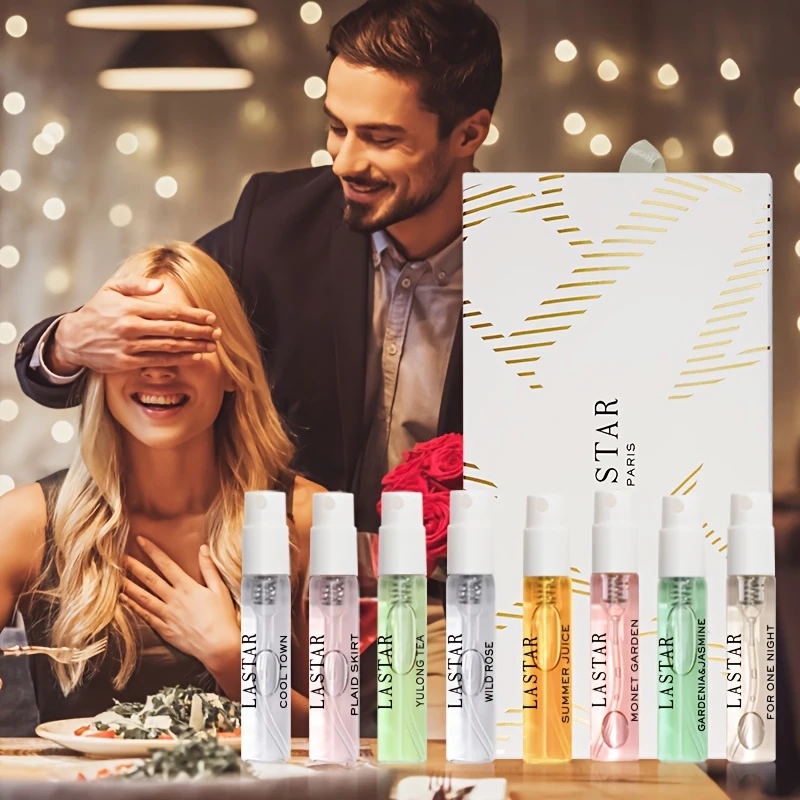 LASTAR naiste parfüümikomplekt, mis sisaldab 8 parfüümikinkekarpi, kauapüsiv lõhn, võluv, naturaalne, värske lilleline, puuviljane, tsitruseline ja puidune idamaine veeparfüüm