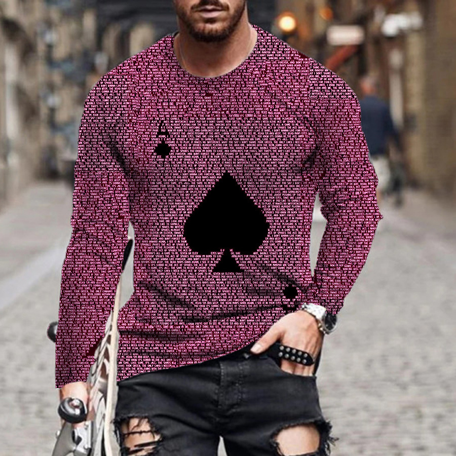 Ανδρικά must-have fashion print μακριά μανίκια, φορούν μια αίσθηση πολυτέλειας~