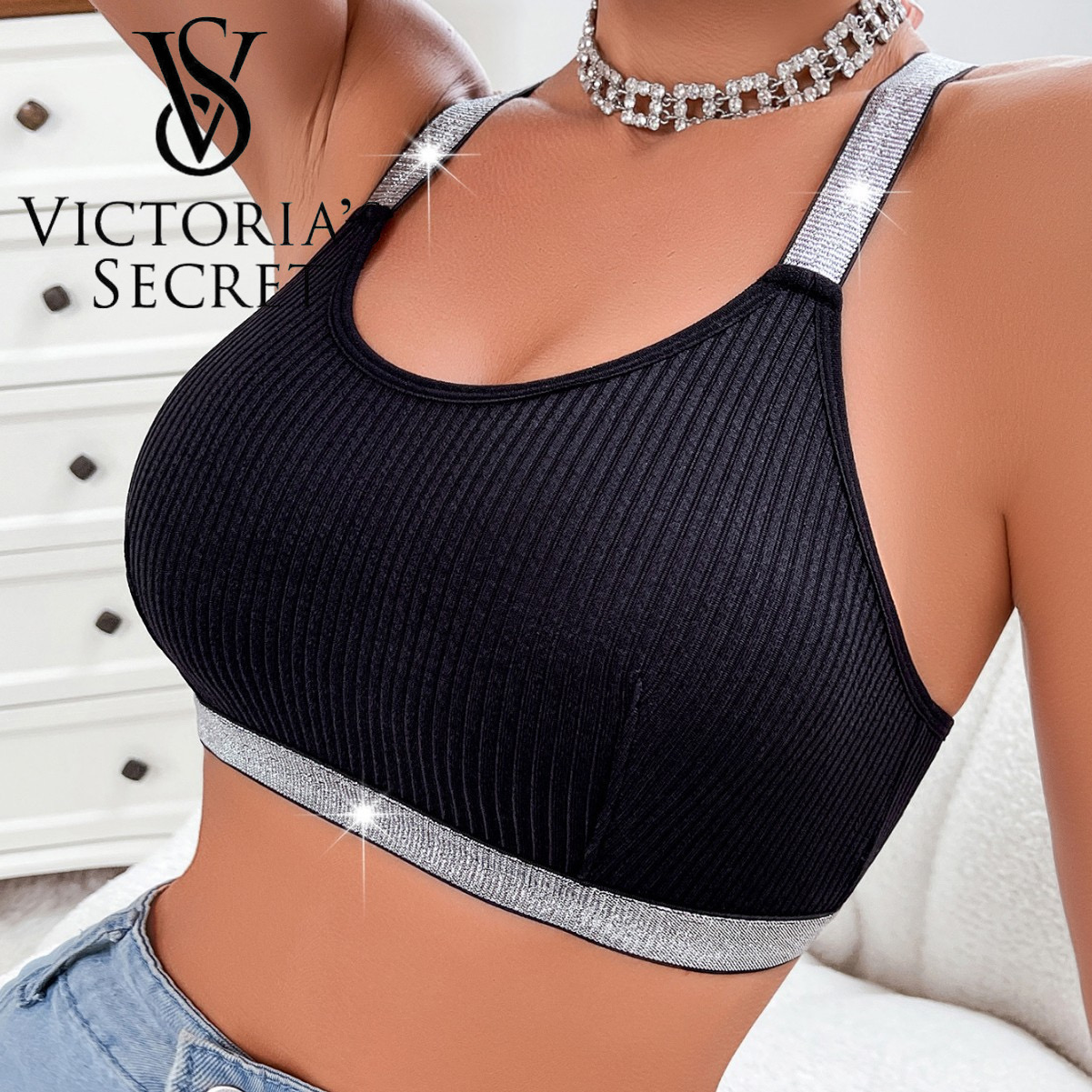 ✨【Victoria's Secret】✨Σουτιέν μεγάλου μεγέθους σέξι strappy push-up full cup κατά της χαλάρωσης