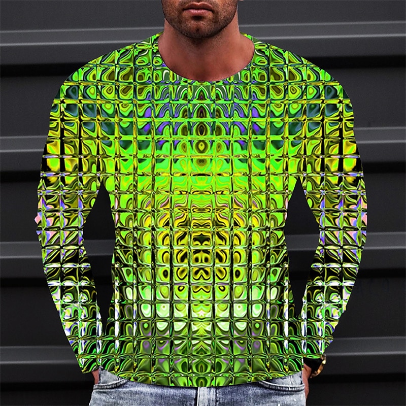 Men's Graphic Gradient Metallic Shirt T shirt Long Sleeve T shirt 3D Print Crew Neck Shirt Vintage Fashion Designer Outdoor Daily Sports 1 2 3 Spring &  Fall Clothing Apparel S M L XL 2XL 3XL 4XL 2024 - $21.99 &ndash;P7