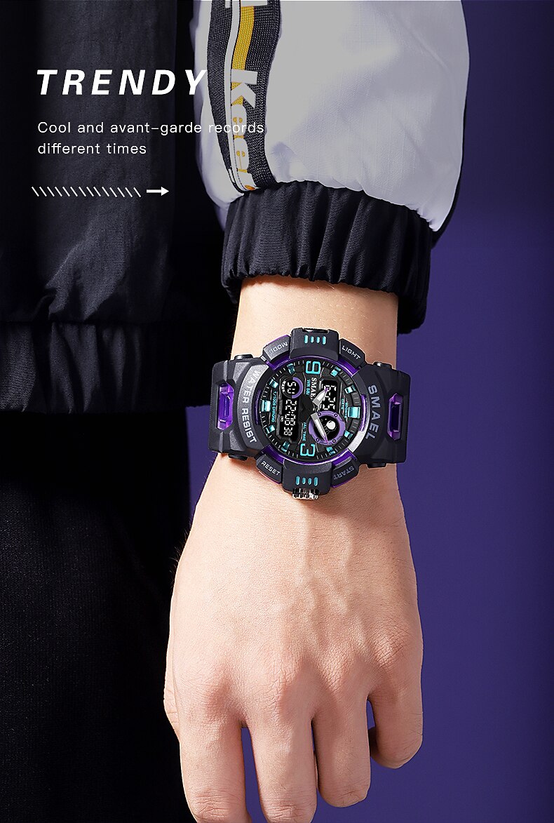 SMAEL Men Digital Watch Sports Tactical Fashion Wristwatch Luminous Stopwatch Alarm Clock Calendar Silicone Strap Watch Kids Back to School Gift 2023 - US $12.59 &ndash;P8