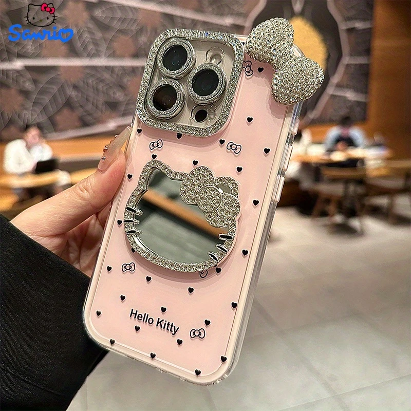 爱心波点kitty猫镜子适用苹果15 手机壳少女款iphone16pro保护套小众13闪钻蝴蝶结14全包防摔16新款好看 6