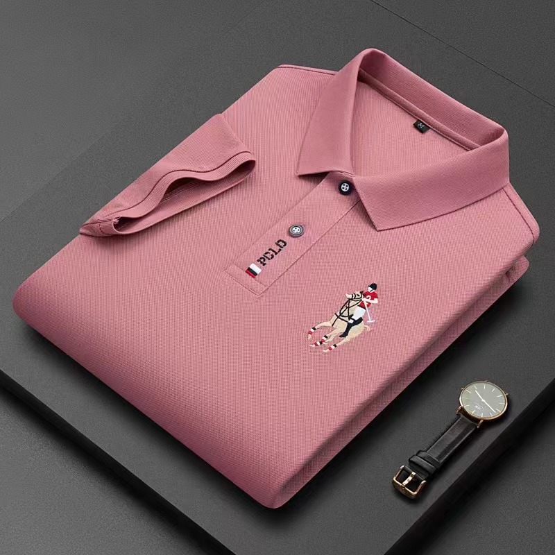 Business casual ανδρικό κοντομάνικο μπλουζάκι λεπτής διατομής μονόχρωμο βαμβακερό μισό μανίκι νέο μπλουζάκι πόλο