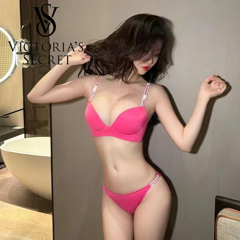 【Victoria's Secret】✨【Σουτιέν + κιλότα】✨Σετ Σέξι Σουτιέν με Strappy Push-Up Full Cup Anti Sagging Σετ