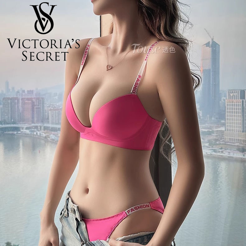 【Victoria's Secret】✨【Σουτιέν + κιλότα】✨Σετ Σέξι Σουτιέν με Strappy Push-Up Full Cup Anti Sagging Σετ