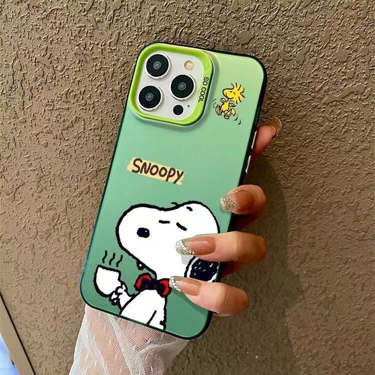 Βελτιωμένη νέα θήκη Snoopy για iPhone Apple Trend Brand, απλή, αντιστατική προστατευτική οθόνη με γυαλιστερό περίβλημα, κατάλληλη για iPhone 16/15/14/13/12/11/16 Pro Max/15 Pro Max/Plus/X/XS/XR/XS