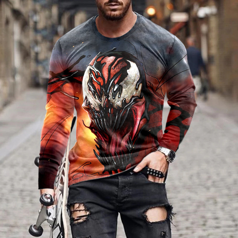 Ανδρικά must-have fashion print μακριά μανίκια, φορούν μια αίσθηση πολυτέλειας~