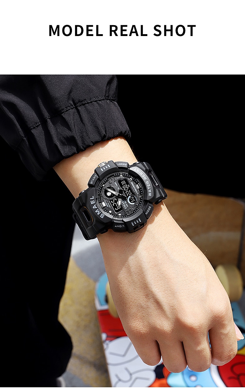 SMAEL Men Digital Watch Sports Tactical Fashion Wristwatch Luminous Stopwatch Alarm Clock Calendar Silicone Strap Watch Kids Back to School Gift 2023 - US $12.59 &ndash;P17