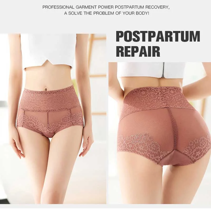 ✨【5-pack】✨Σέξι δαντέλα εσώρουχα με ψηλή μέση Ice Silk Seamless Body Shaper