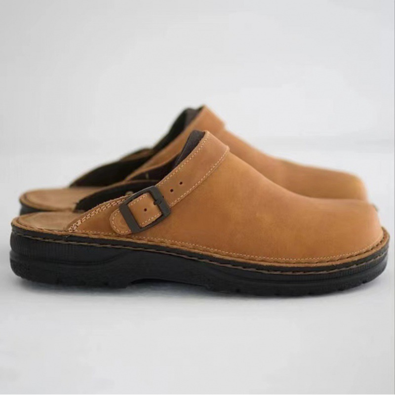 👞Το νεότερο στυλ δερμάτινων παπουτσιών.💪 Ανδρικές casual παντόφλες από γνήσιο δέρμα μεγάλου μεγέθους με μεγάλη τετράγωνη σφήνα και βαθιά σφήνα