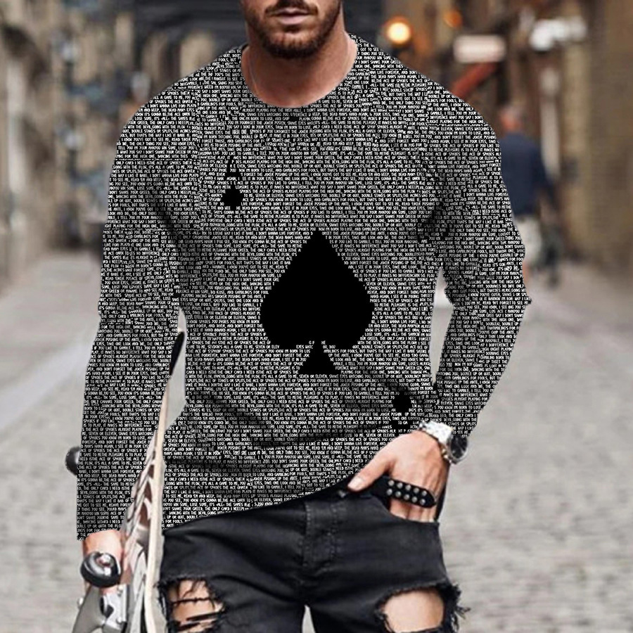 Ανδρικά must-have fashion print μακριά μανίκια, φορούν μια αίσθηση πολυτέλειας~