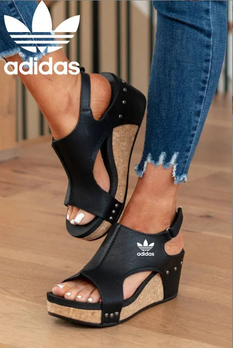 Ρωμαϊκά σανδάλια Adidas 2025, ίσιο χοντρό πάτο μεγάλα γυναικεία παπούτσια με velcro casual πέδιλα