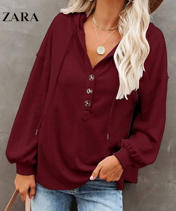 💥ZARA®🐑Φαρδύ μονόχρωμο φούτερ με κουκούλα πουλόβερ