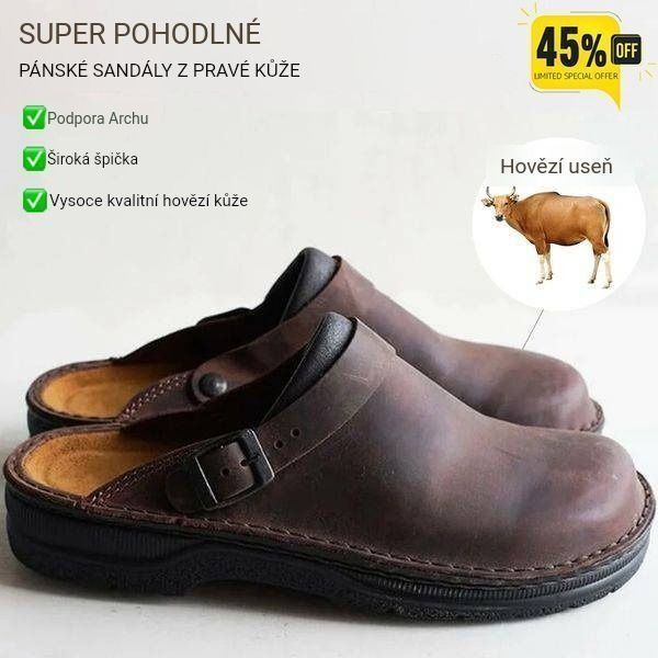 👞Το νεότερο στυλ δερμάτινων παπουτσιών.💪 Ανδρικές casual παντόφλες από γνήσιο δέρμα μεγάλου μεγέθους με μεγάλη τετράγωνη σφήνα και βαθιά σφήνα