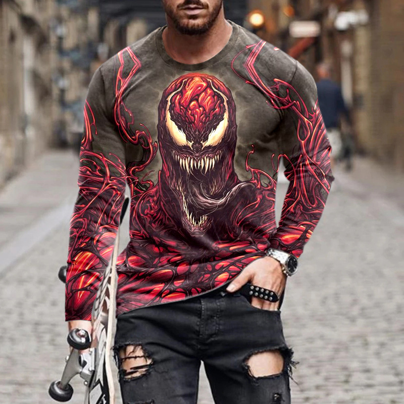 Ανδρικά must-have fashion print μακριά μανίκια, φορούν μια αίσθηση πολυτέλειας~