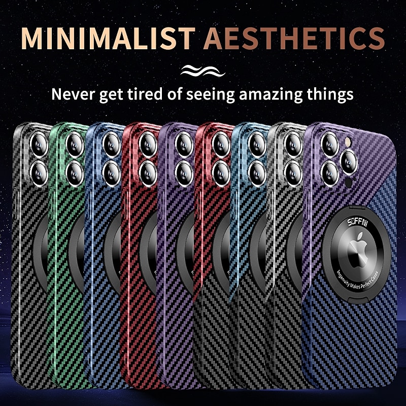 Husă pentru telefon pentru iPhone 15 Pro Max Plus 14 13 12 11 Husă din spate cu Magsafe cu suport Fibră de carbon rezistentă la șocuri 2023 - 13,99 USD &ndash;P1