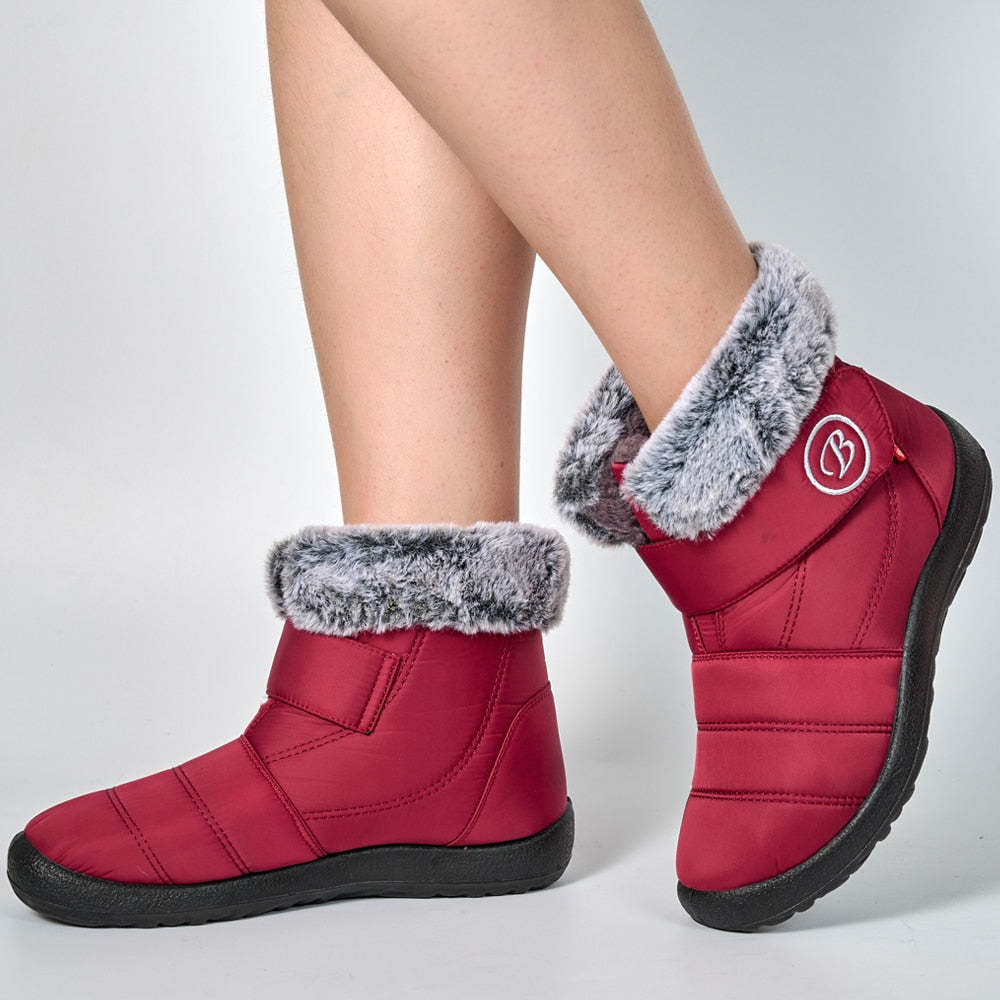Women's Casual Fur-lined Hook-Loop Snow Boots 