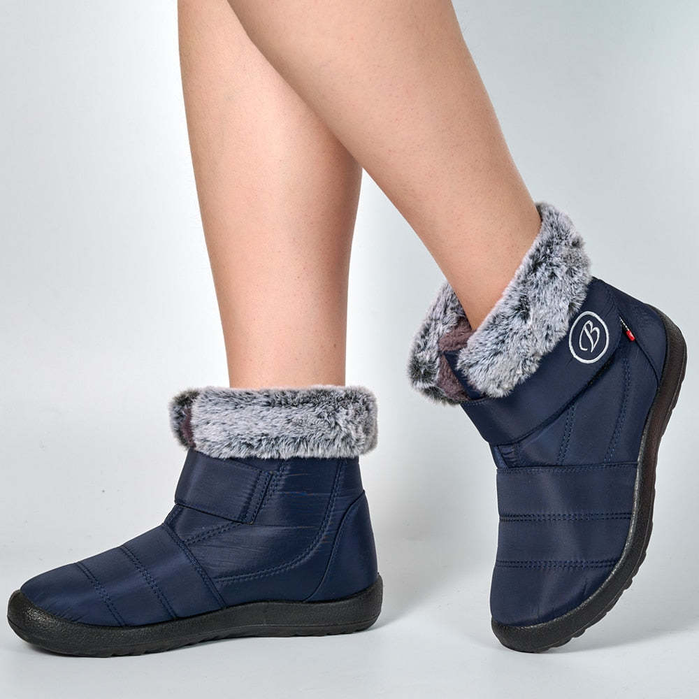 Women's Casual Fur-lined Hook-Loop Snow Boots 