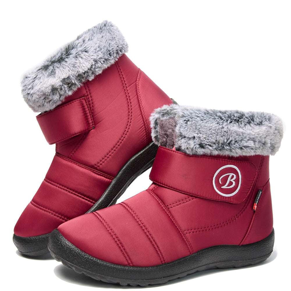 Women's Casual Fur-lined Hook-Loop Snow Boots