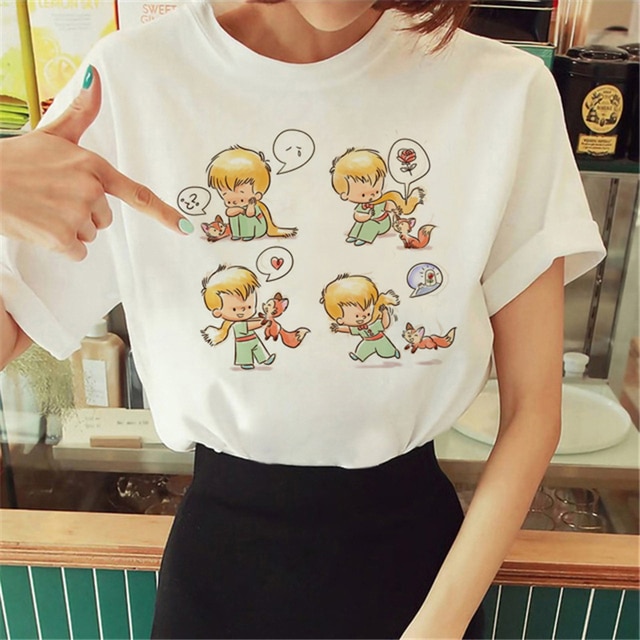 Hot Spring Summer Little Prince Graphic Women's T-Shirt Little Prince Graphic Tees Vouge Shirts For women O-Neck Short Slee