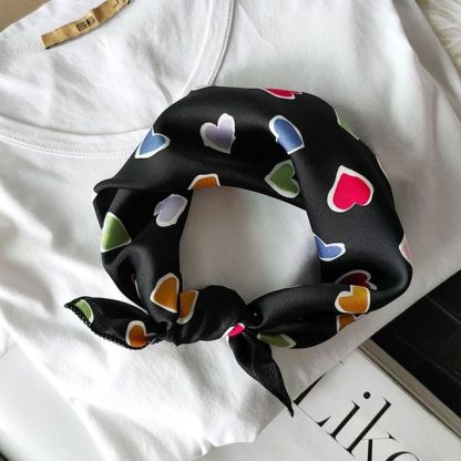 Retro Head Neck Silk Scarf Women Luxury Print Small Scarves Female Flower Stripe Wave Point Headscarf Beach Sunscreen Scarf