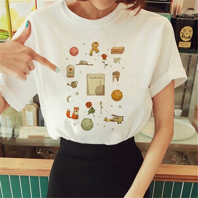Hot Spring Summer Little Prince Graphic Women's T-Shirt Little Prince Graphic Tees Vouge Shirts For women O-Neck Short Slee