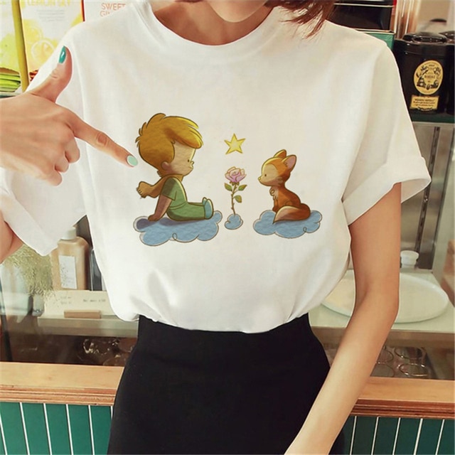 Hot Spring Summer Little Prince Graphic Women's T-Shirt Little Prince Graphic Tees Vouge Shirts For women O-Neck Short Slee