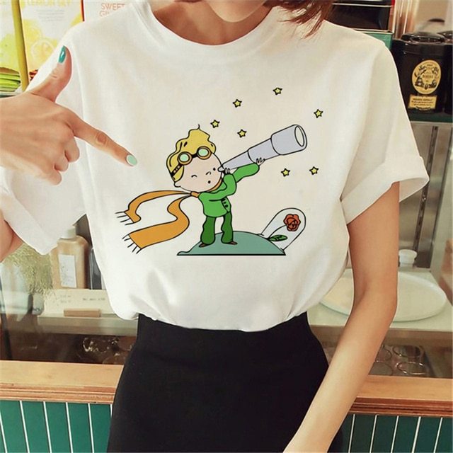 Hot Spring Summer Little Prince Graphic Women's T-Shirt Little Prince Graphic Tees Vouge Shirts For women O-Neck Short Slee