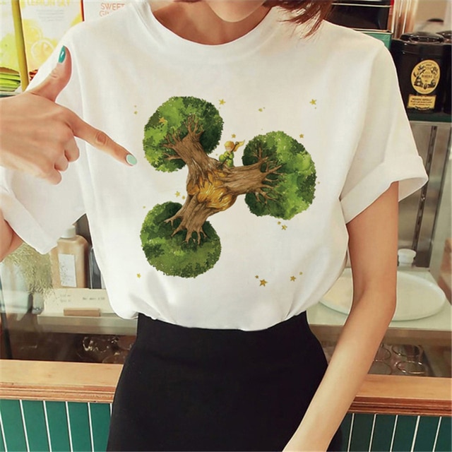 Hot Spring Summer Little Prince Graphic Women's T-Shirt Little Prince Graphic Tees Vouge Shirts For women O-Neck Short Slee