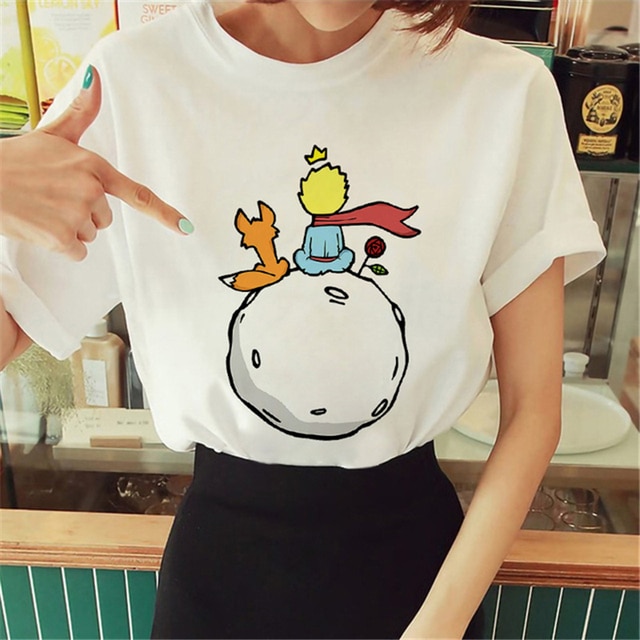 Hot Spring Summer Little Prince Graphic Women's T-Shirt Little Prince Graphic Tees Vouge Shirts For women O-Neck Short Slee