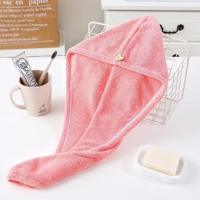 Women Hair Drying Hat Quick-dry Microfiber Hair Towel Cap Hat Bath Hat Solid Towel Cap Super Absorption Turban Hair Dry Cap