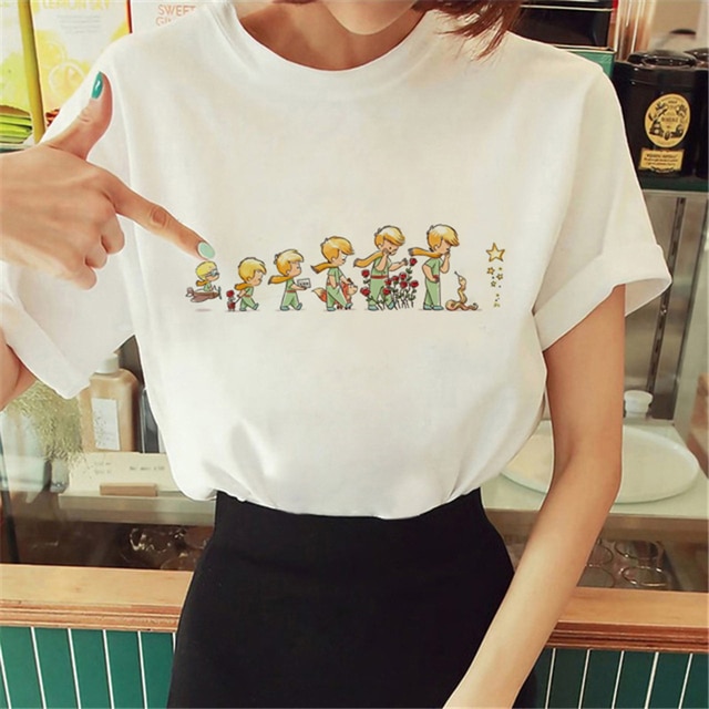 Hot Spring Summer Little Prince Graphic Women's T-Shirt Little Prince Graphic Tees Vouge Shirts For women O-Neck Short Slee