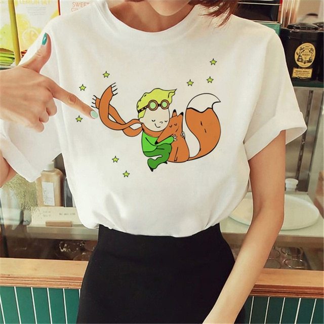 Hot Spring Summer Little Prince Graphic Women's T-Shirt Little Prince Graphic Tees Vouge Shirts For women O-Neck Short Slee