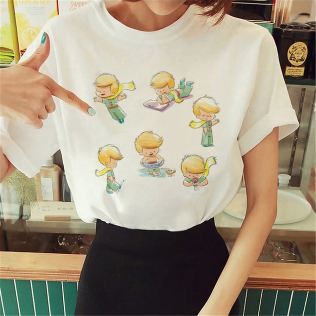 Hot Spring Summer Little Prince Graphic Women's T-Shirt Little Prince Graphic Tees Vouge Shirts For women O-Neck Short Slee