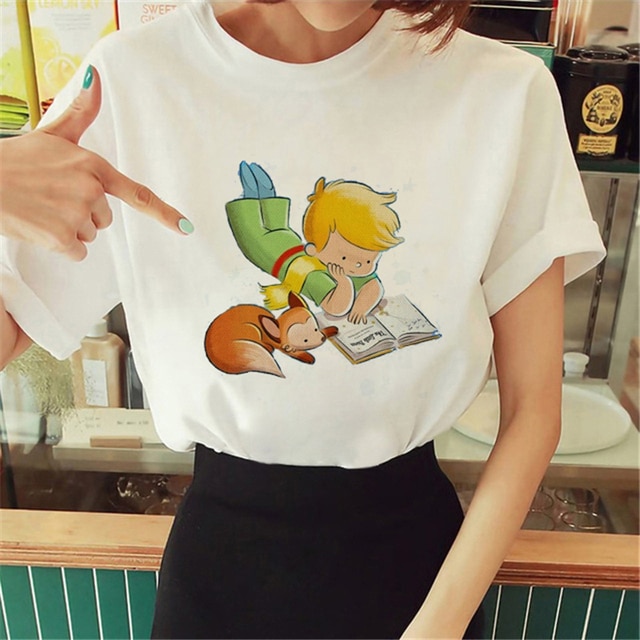Hot Spring Summer Little Prince Graphic Women's T-Shirt Little Prince Graphic Tees Vouge Shirts For women O-Neck Short Slee