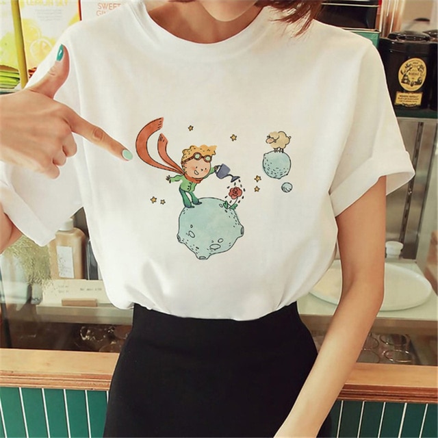 Hot Spring Summer Little Prince Graphic Women's T-Shirt Little Prince Graphic Tees Vouge Shirts For women O-Neck Short Slee