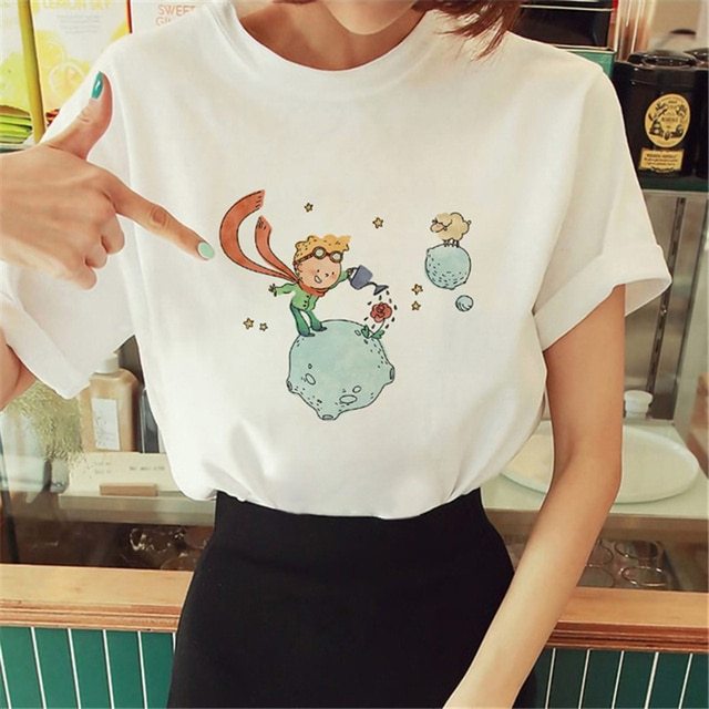 Hot Spring Summer Little Prince Graphic Women's T-Shirt Little Prince Graphic Tees Vouge Shirts For women O-Neck Short Slee