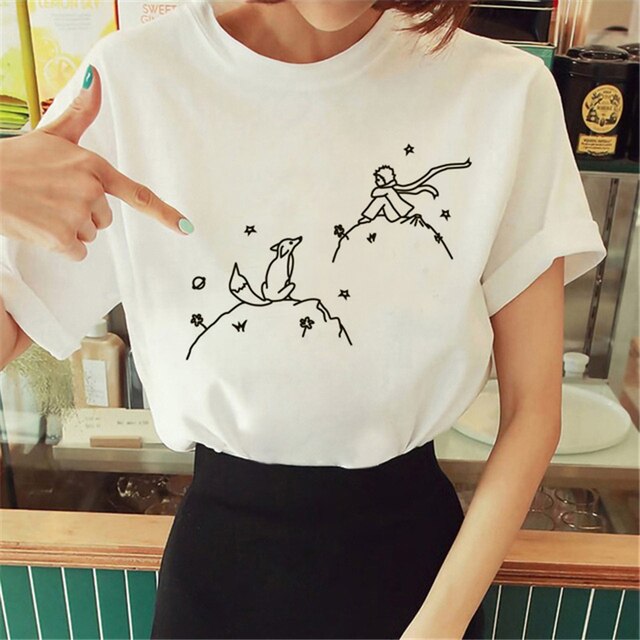 Hot Spring Summer Little Prince Graphic Women's T-Shirt Little Prince Graphic Tees Vouge Shirts For women O-Neck Short Slee