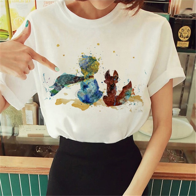 Hot Spring Summer Little Prince Graphic Women's T-Shirt Little Prince Graphic Tees Vouge Shirts For women O-Neck Short Slee