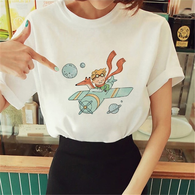 Hot Spring Summer Little Prince Graphic Women's T-Shirt Little Prince Graphic Tees Vouge Shirts For women O-Neck Short Slee