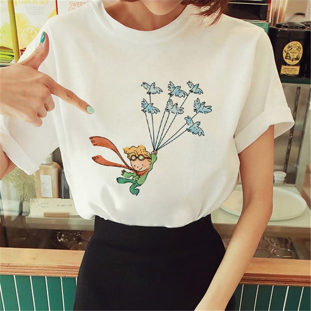 Hot Spring Summer Little Prince Graphic Women's T-Shirt Little Prince Graphic Tees Vouge Shirts For women O-Neck Short Slee