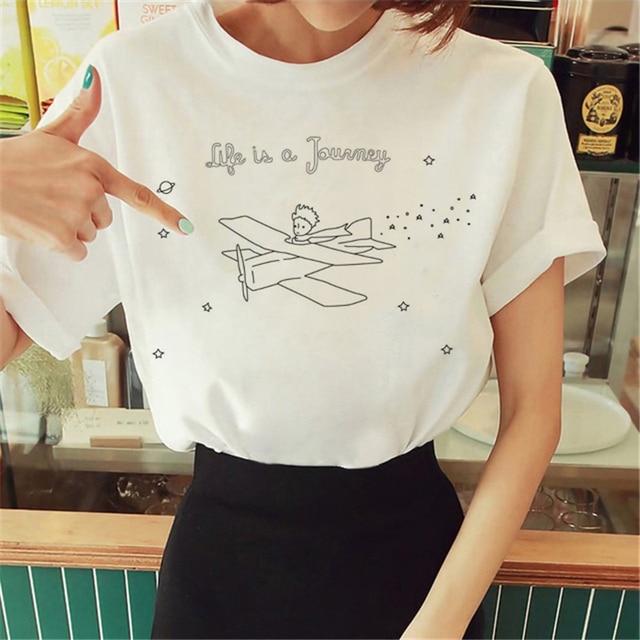 Hot Spring Summer Little Prince Graphic Women's T-Shirt Little Prince Graphic Tees Vouge Shirts For women O-Neck Short Slee