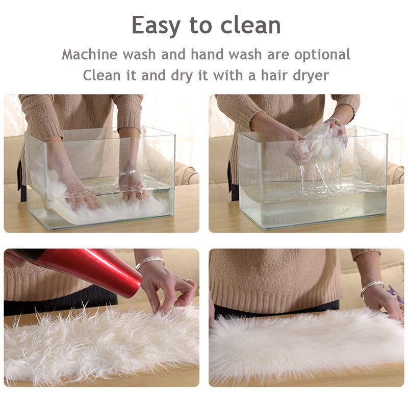 30x40cm Heart Shaped Fluffy Rug Shaggy Faux Wool Carpet Sofa Cushion Living Room Bedroom Decorative Floor Mats