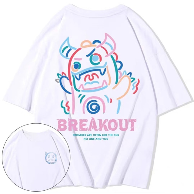 2023 Summer Men Cotton T-Shirt Funny Cartoon Fashion Oversized Short Sleeved Loose Anime Casual T-Shirt Streetwear Tops Tees 8X