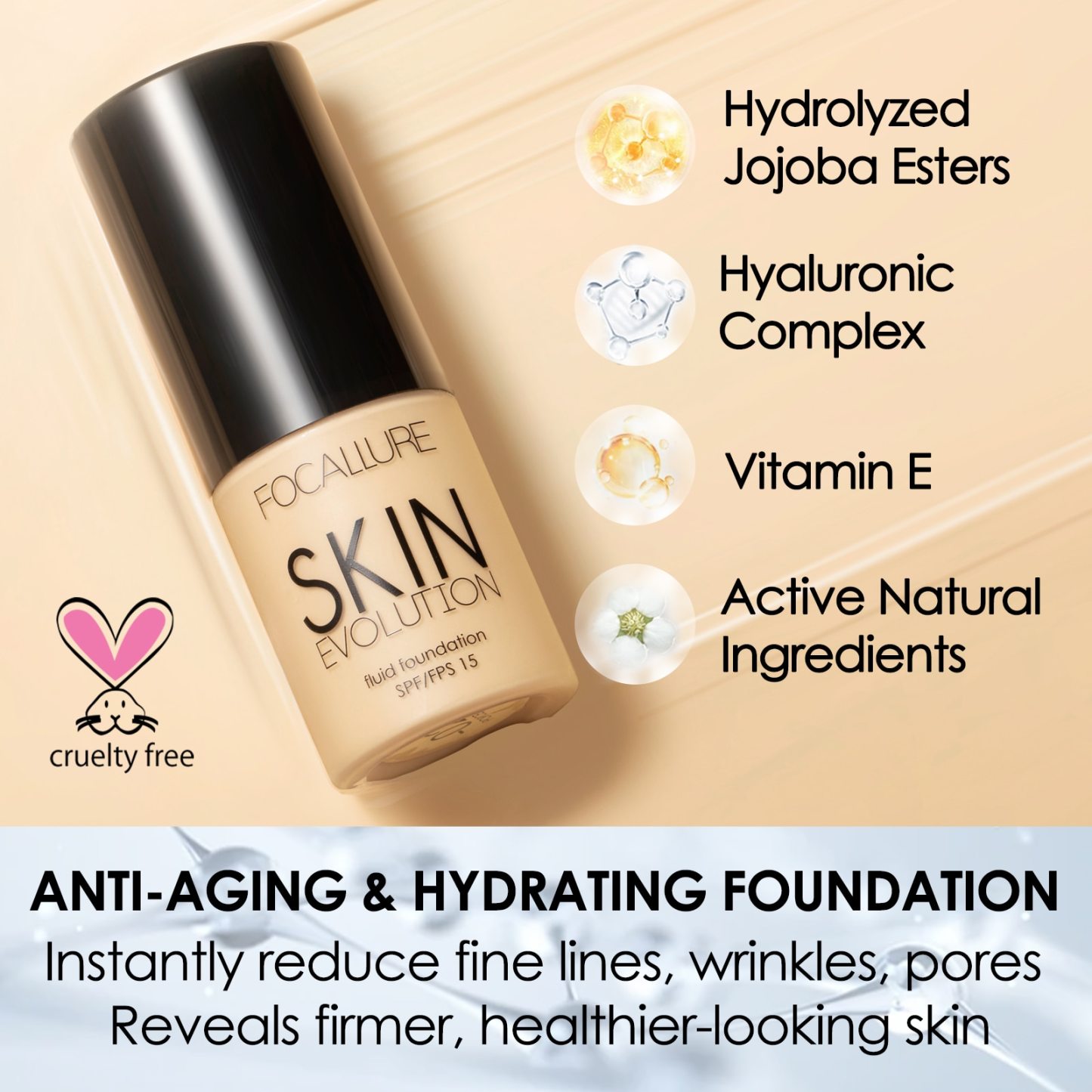 FOCALLURE Professional Face Liquid Foundation Cream Full Coverage Concealer Waterproof Makeup Base Brighten Cover Dark Circles