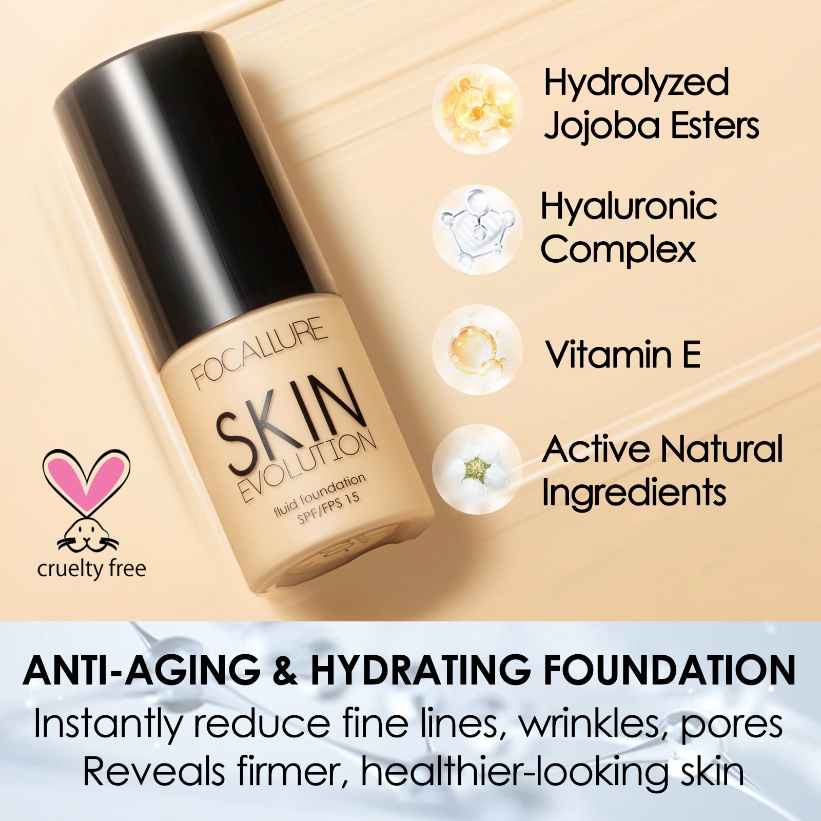 FOCALLURE Professional Face Liquid Foundation Cream Full Coverage Concealer Waterproof Makeup Base Brighten Cover Dark Circles