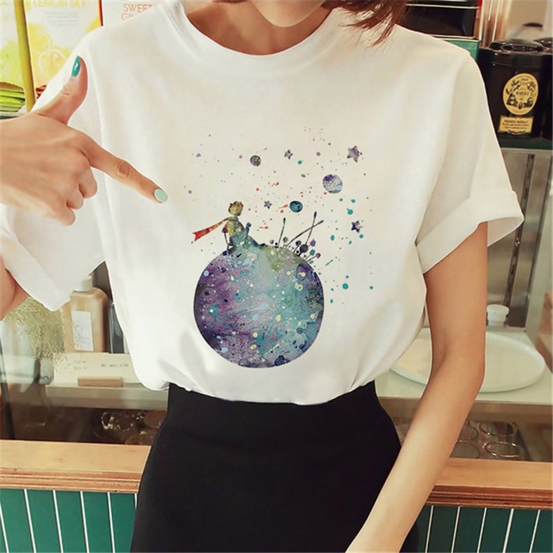 Hot Spring Summer Little Prince Graphic Women's T-Shirt Little Prince Graphic Tees Vouge Shirts For women O-Neck Short Slee