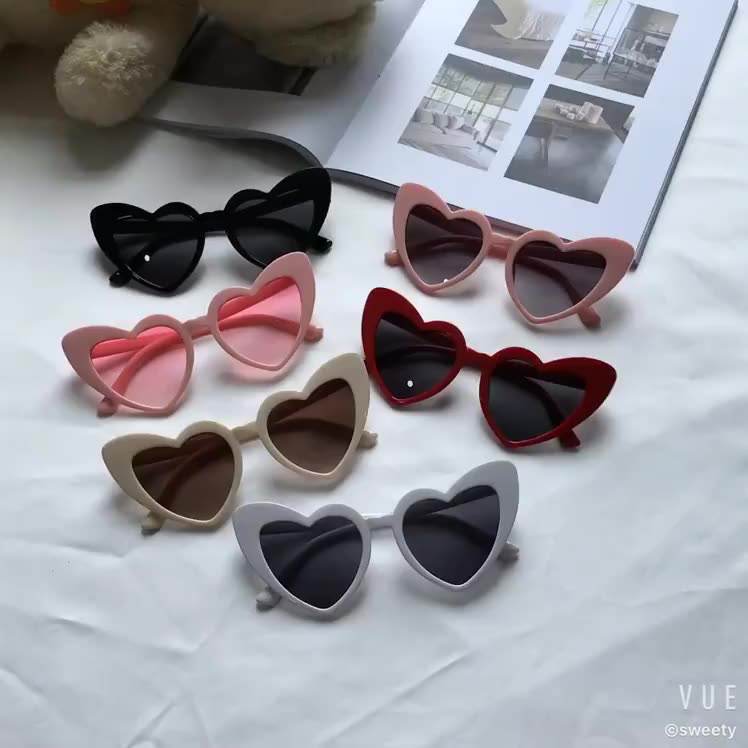 2023 New sweet love&roses hearts pink sunglasses fashion women love heart glasses shaped sunglasses