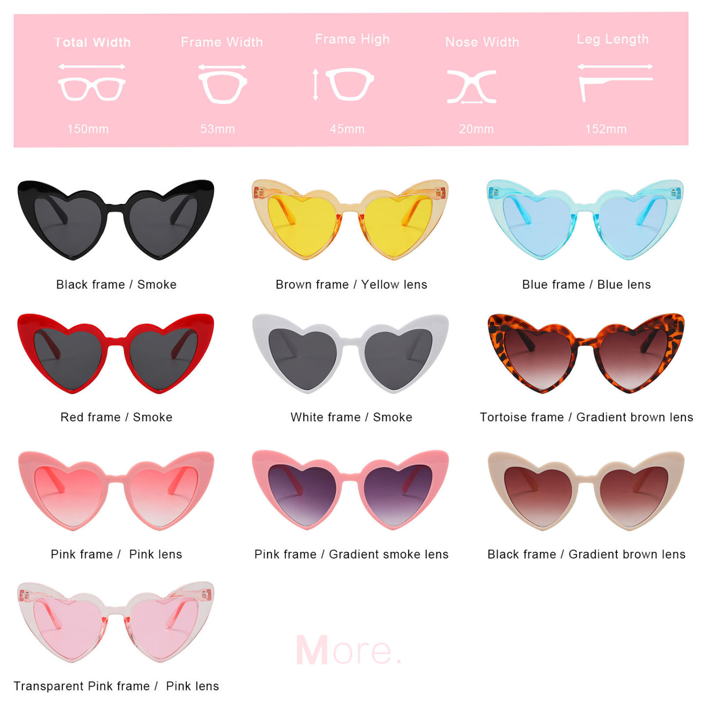 2023 New sweet love&roses hearts pink sunglasses fashion women love heart glasses shaped sunglasses