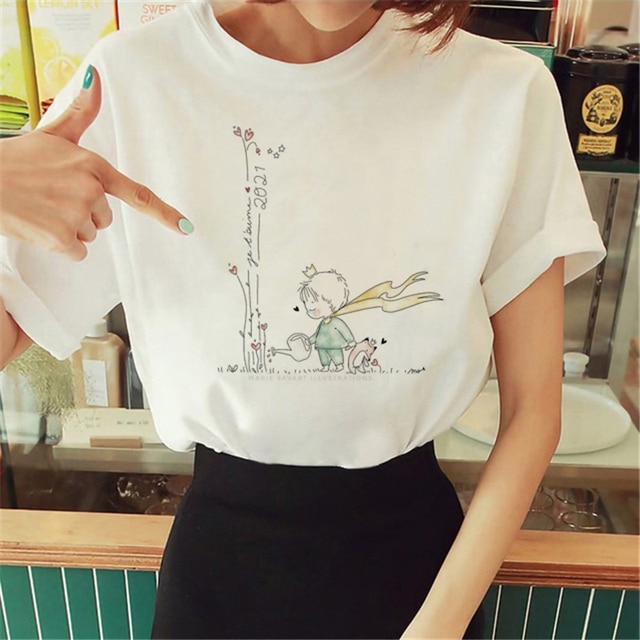 Hot Spring Summer Little Prince Graphic Women's T-Shirt Little Prince Graphic Tees Vouge Shirts For women O-Neck Short Slee